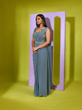 Cutdana Pearl Sequins Floral Drape Saree